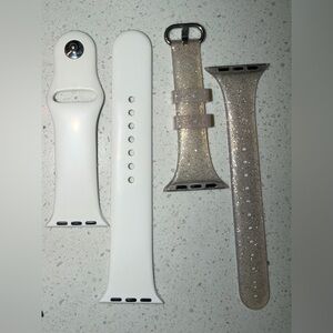 40mm Silicone Apple Watch Bands - Black, White, and Champagne Glitter